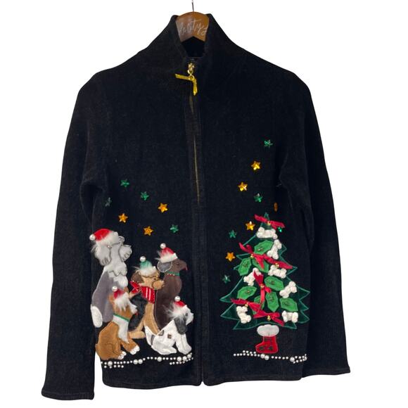 Not So Ugly Christmas Sweater Dog Lover Tree Medium Lisa International Vintage - Picture 1 of 10